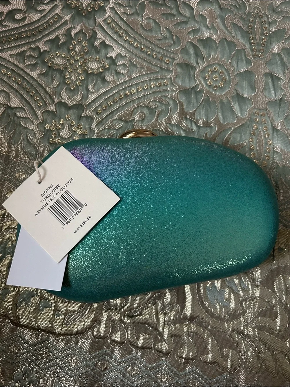 Dolce Vita Teal Hardshell Clutch with Gold Accent